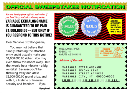 postcard sweepstakes